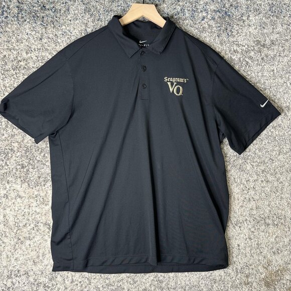 Nike Polo Shirt Mens XL Black Dri-FIT Seagram's VO Embroidered Golf Performance - Picture 1 of 8